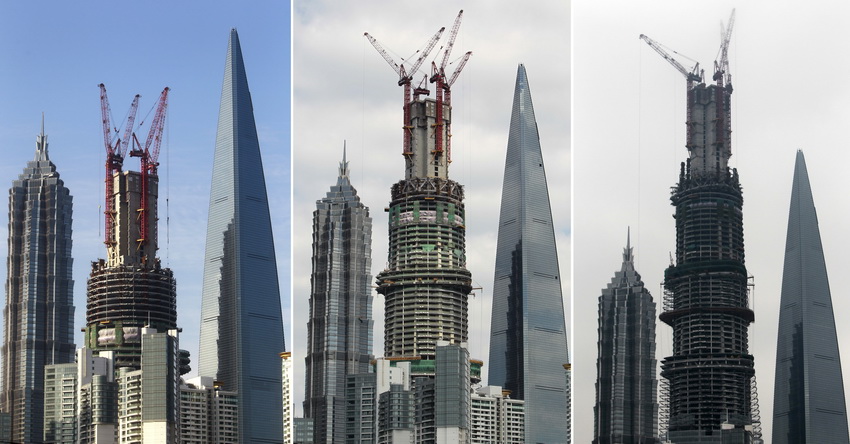 上海中心大厦突破100层 高度攀升至470米