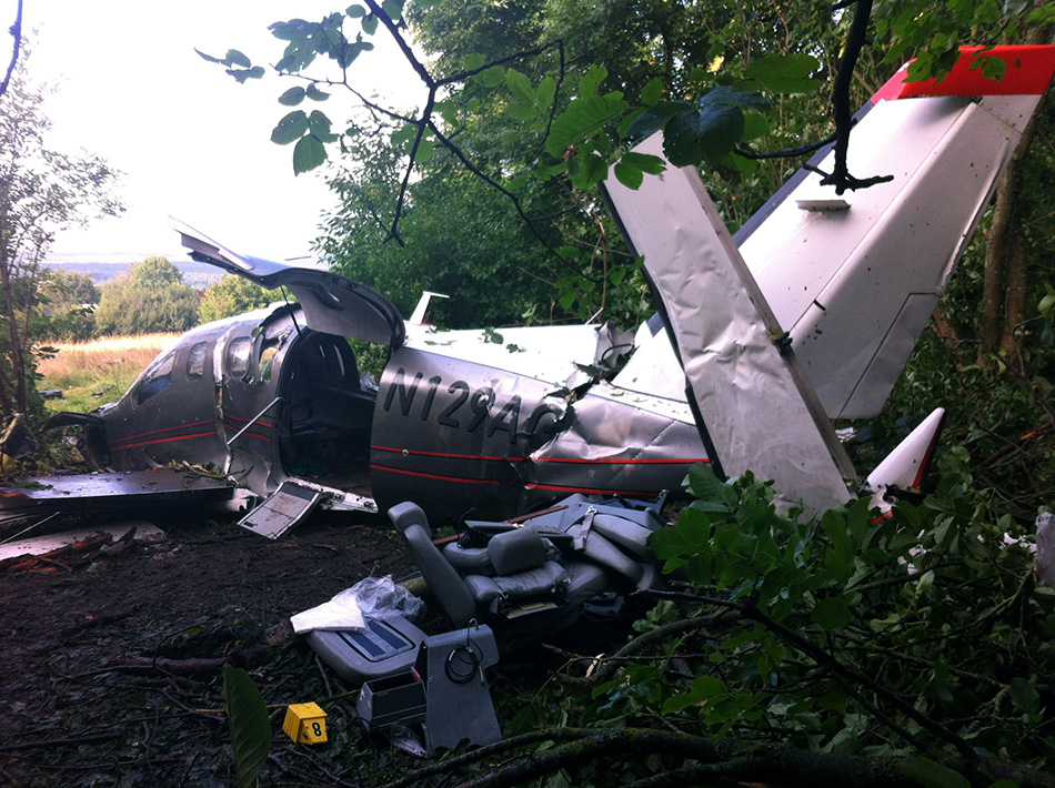这是8月6日在法国塞纳-马恩省拍摄的坠毁的飞机。