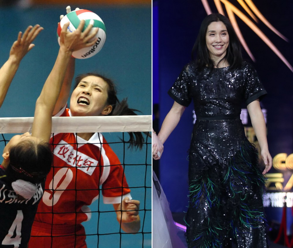 左图:2005年10月19日,江苏队球员孙玥在第十届全运会女排四分之一决赛