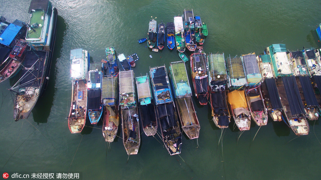 海南琼海:台风 妮妲 搅局 南海渔船开渔避风待航