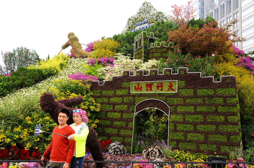 北京长安街十大立体花坛布置完工迎国庆【2】