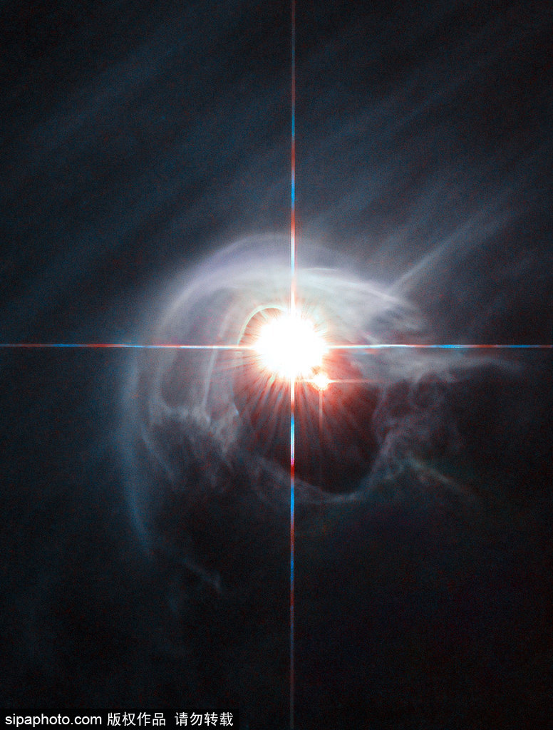 哈勃於2015年10月拍攝到的恆星系統名為DI Cha。其中心獨特的明亮光點包含了兩顆透過塵埃環發光的恆星，令這個四星系統中的另外兩顆星淹沒在它們的光芒中。除有一對雙星外，這一恆星系統還因其中有一片名為“蝘蜒座復合體”的產生新恆星的區域而著稱。