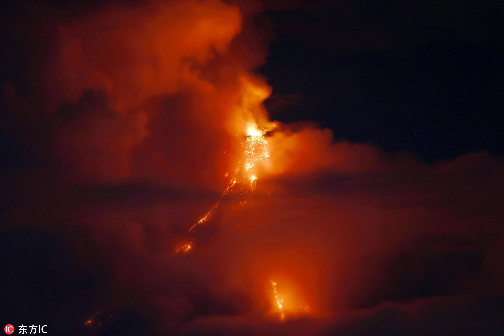 菲律賓馬榮火山持續噴發 岩漿翻涌現場成“火海” 【6】