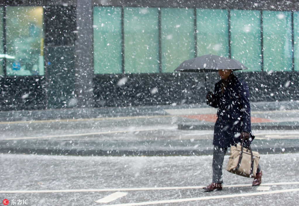 西伯利亞寒流影響英國，倫敦遭遇降雪天氣。