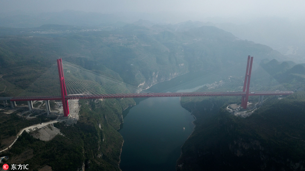 震撼航拍世界跨徑最大鋼桁梁斜拉橋——鴨池河大橋【8】