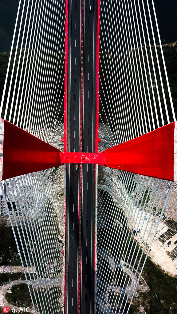 震撼航拍世界跨徑最大鋼桁梁斜拉橋——鴨池河大橋【6】