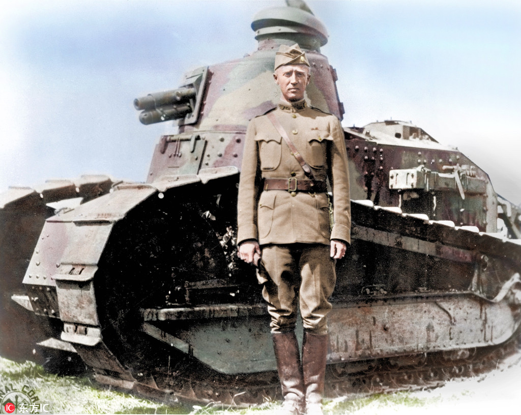 英國電工為一戰老照片“上色” 士兵和坦克組合抓人眼球
