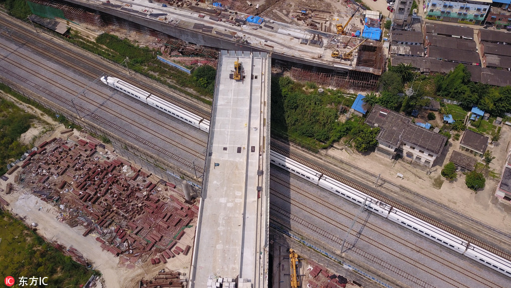 南寧1.8萬噸跨高鐵橋梁完成“空中轉體”120度 破全國紀錄【7】