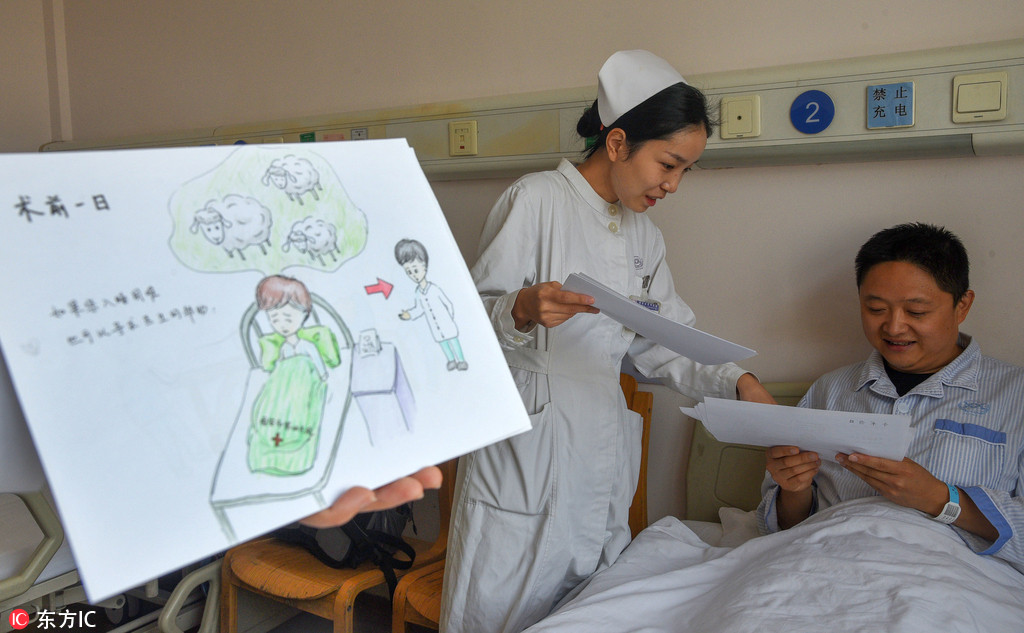 手工繪畫提示手術准備 西安護士化身“暖心藝術家”