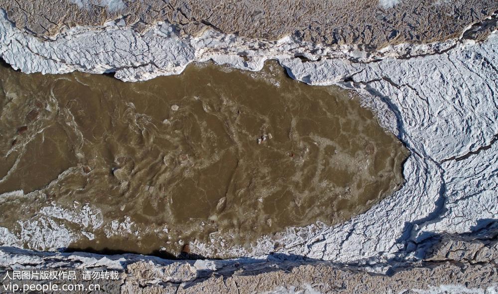 2019年1月21日，在山西吉縣黃河壺口景區拍攝的黃河壺口美景（無人機拍攝）。 