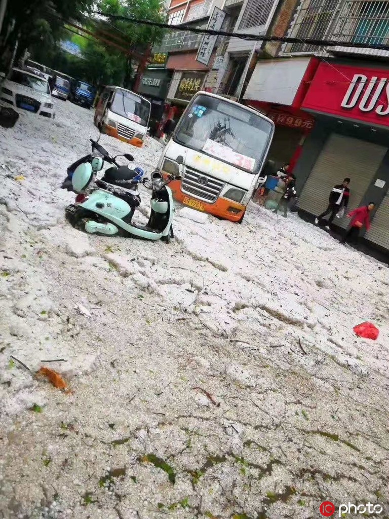 雲南金平縣遭受冰雹襲擊 蔬菜被砸懨、道路堆積厚度達30厘米