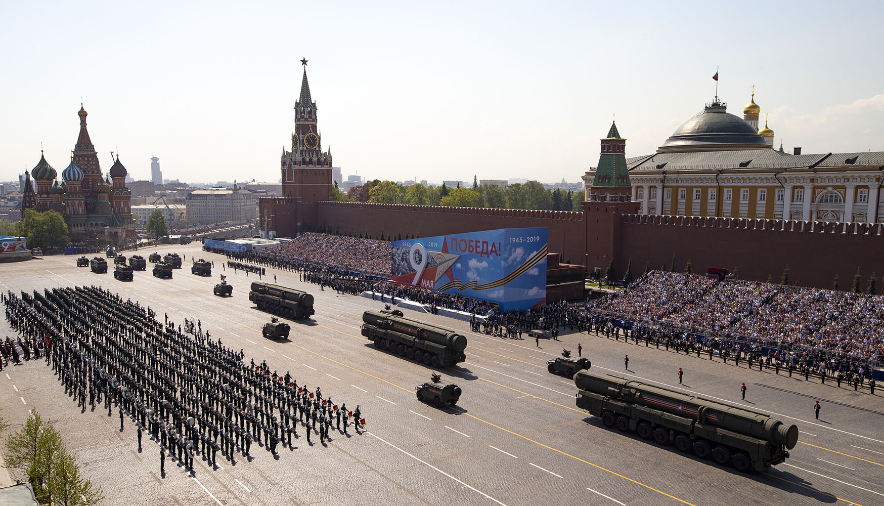這是5月7日在俄羅斯首都莫斯科拍攝的閱兵式彩排現場。新華社/美聯