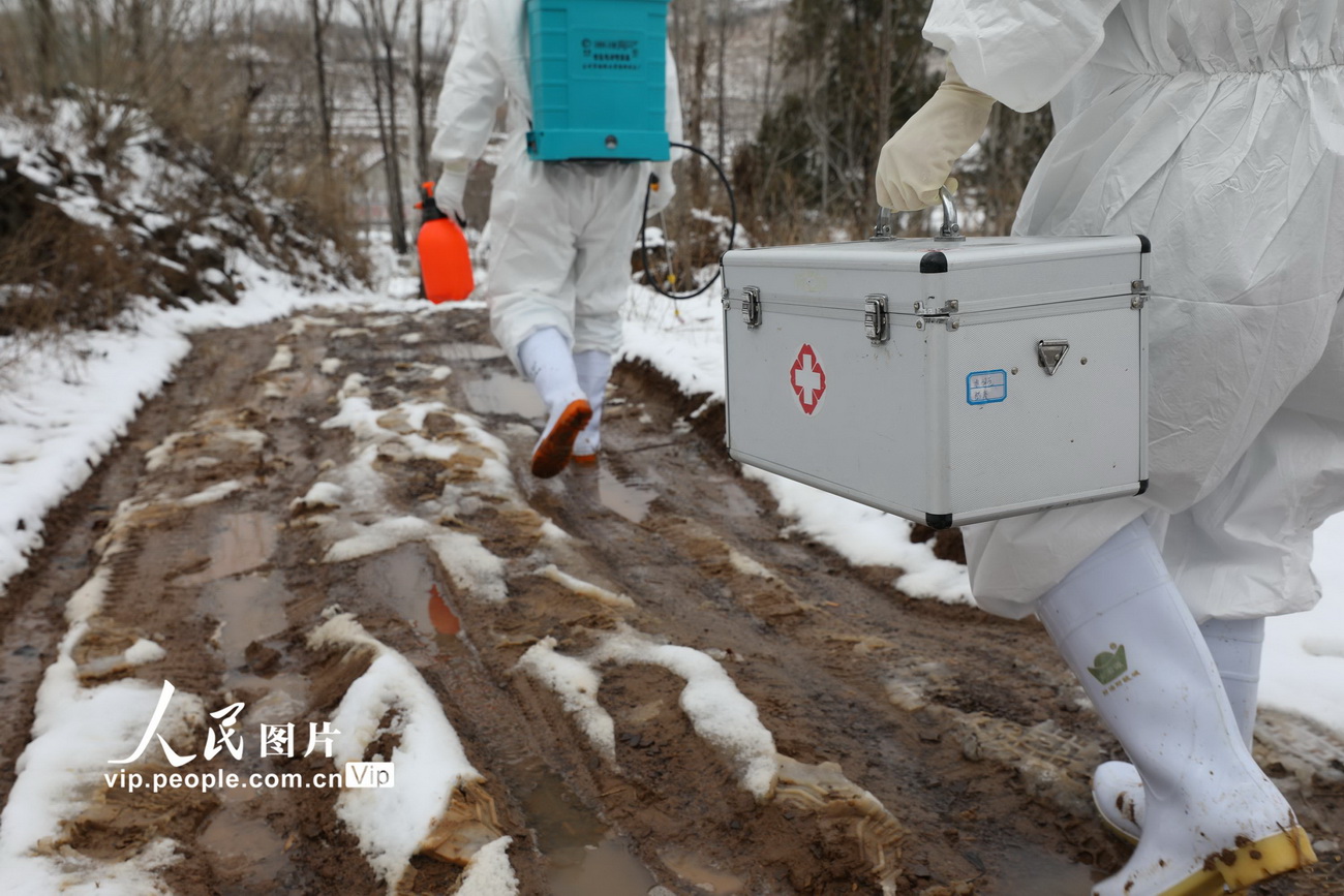 2月28日， 山東省臨沂市沂南縣疾控中心流行病學調查隊冒著雨雪去北部山區調查採樣。