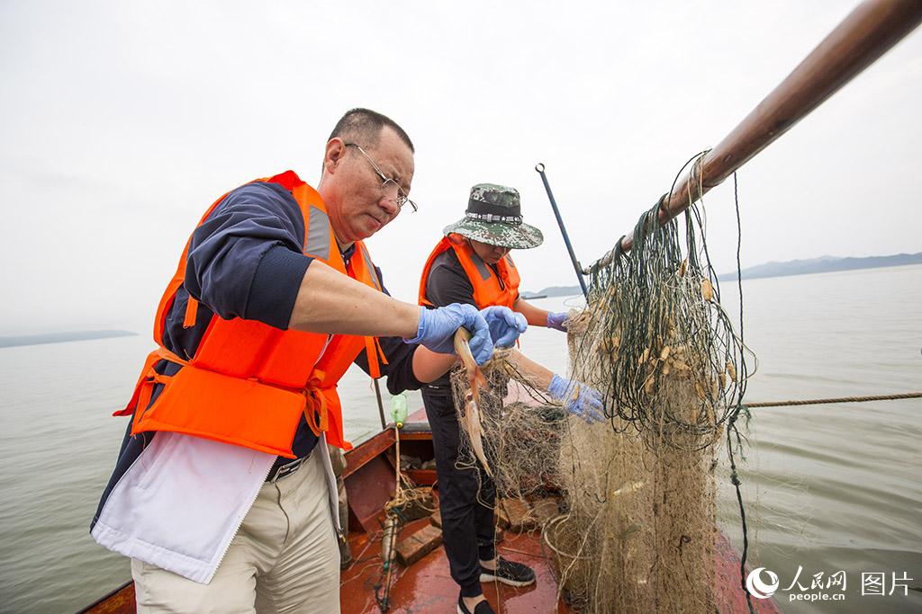 2020年6月23日，江西省九江市水產科學研究所調查人員前往鄱陽湖九江水域調查。