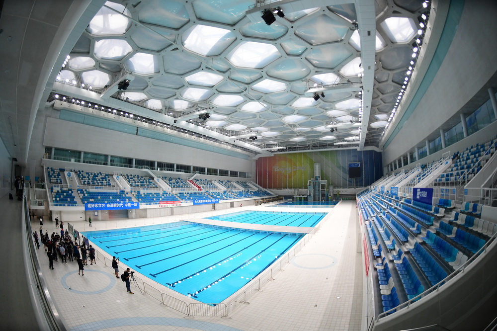 這是位於北京賽區的國家游泳中心（7月28日攝）。北京冬奧會期間，國家游泳中心“水立方”將轉換成“冰立方”，成為冰壺項目的比賽場館。