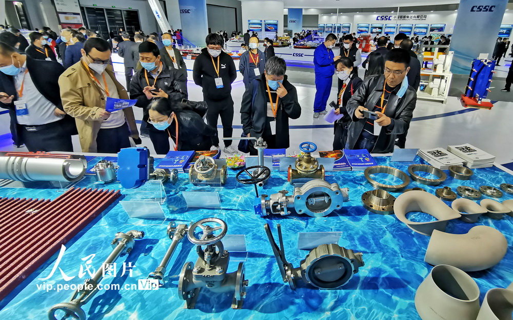 2020年10月29日，众多专业人士在辽宁省大连世界博览广场参观商家展出的产品和研发成果。