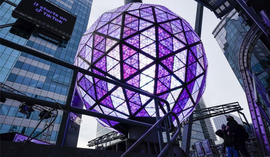 紐約時代廣場測試新年夜活動使用的水晶球