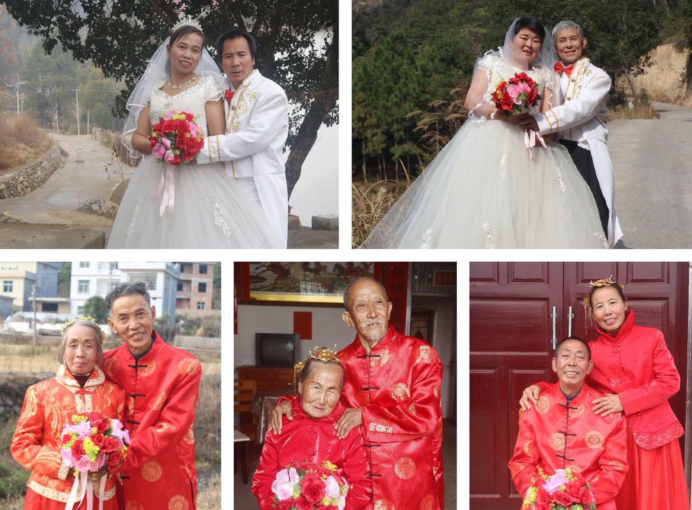 截至1月24日，摄影师已经为五对横江村村民拍摄婚纱照（拼版照片）。