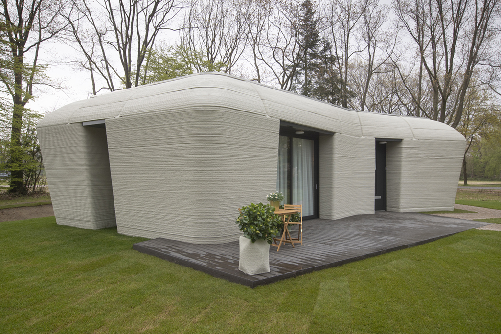 這是4月30日在荷蘭埃因霍溫拍攝的一座3D打印房子的外觀。新華社/美聯