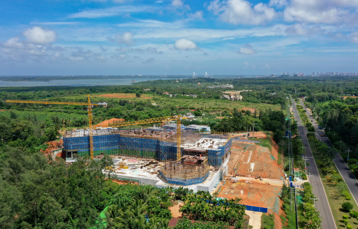 這是文昌國際航天城產業服務中心項目工地（8月14日攝，無人機照片）。