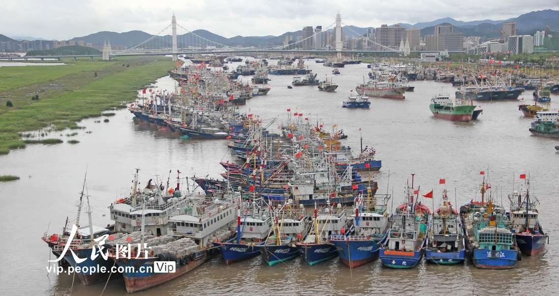 浙江舟山：漁船靠港避台風