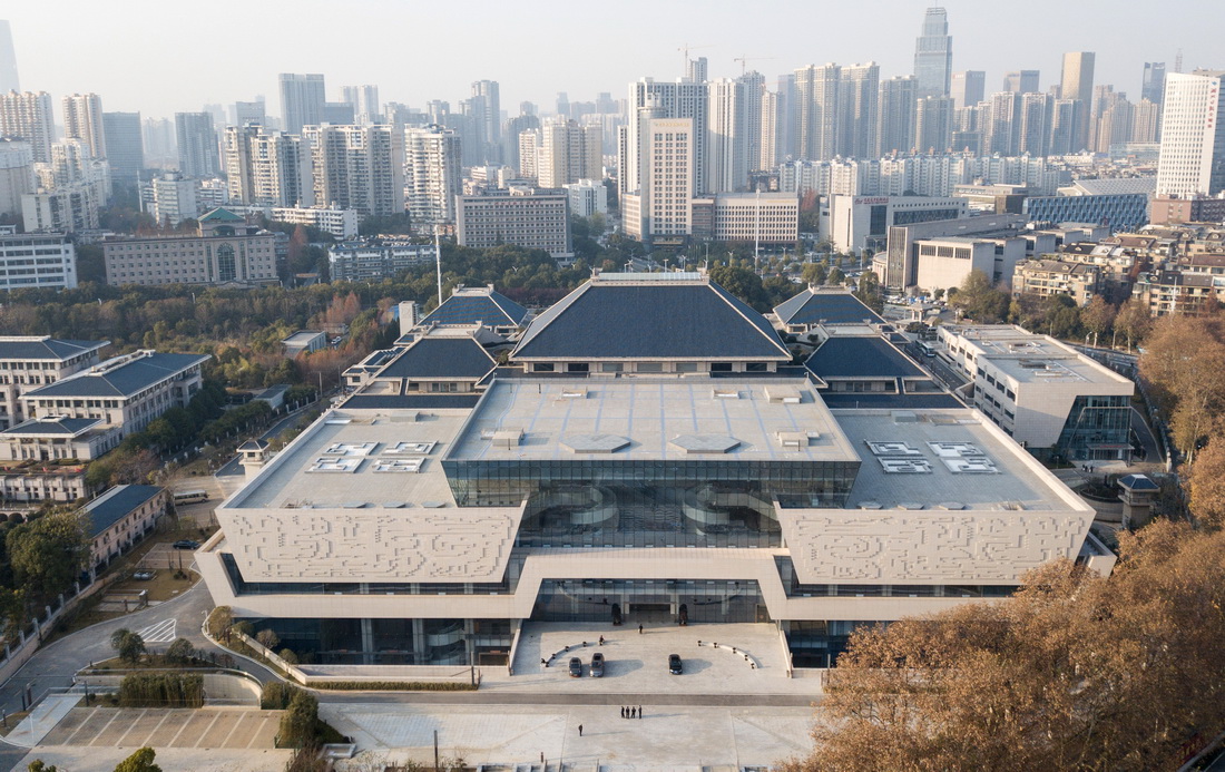12月20日拍摄的湖北省博物馆新馆外景（无人机照片）。