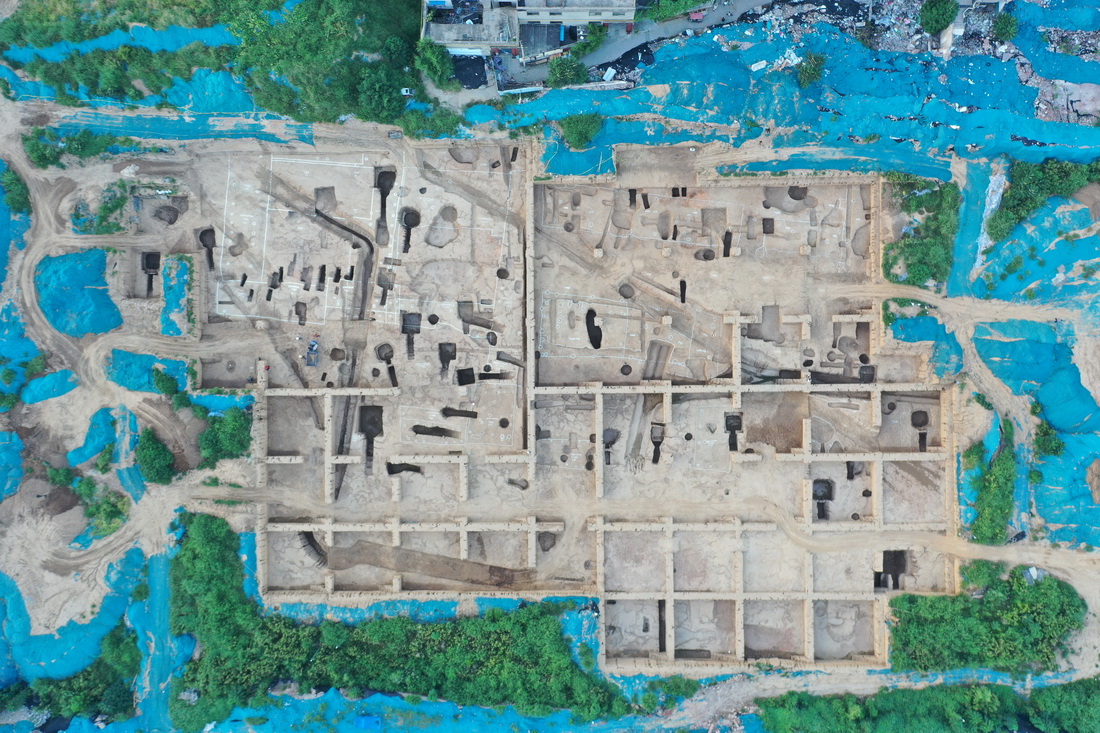 这是邵家棚遗址考古发掘现场（无人机照片，资料照片）。新华社发（安阳市文物考古研究所供图）