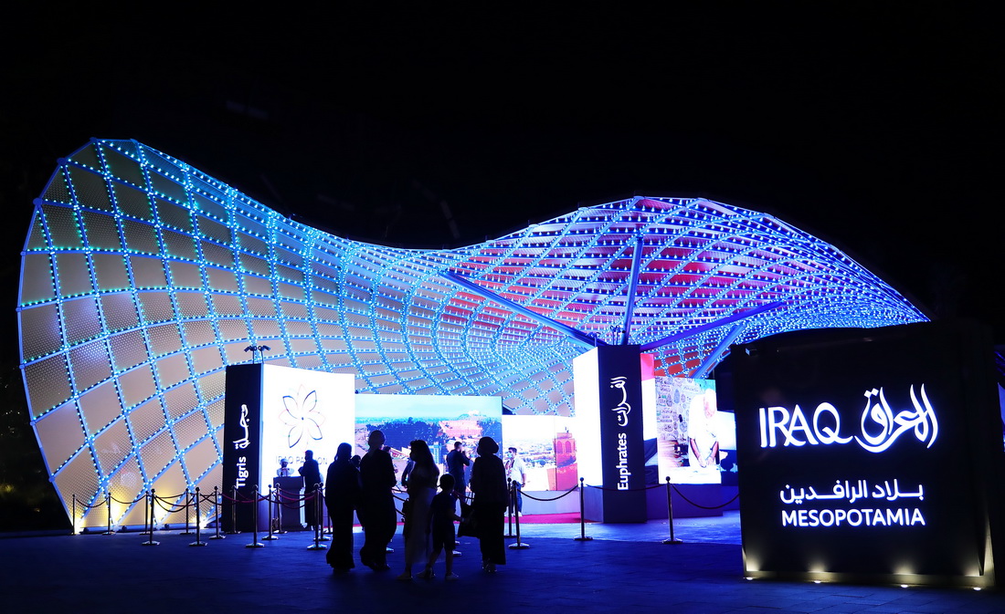 這是1月9日在阿拉伯聯合酋長國迪拜拍攝的迪拜世博會伊拉克館。