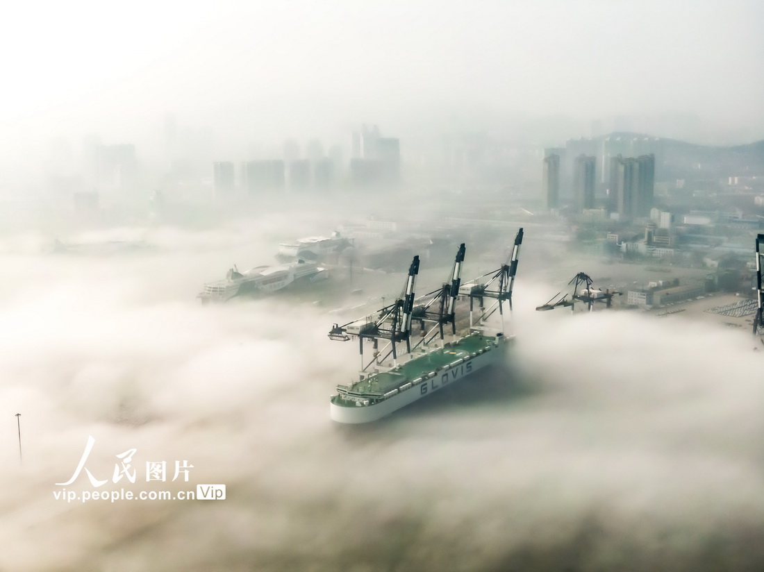 山东烟台：雾绕海港