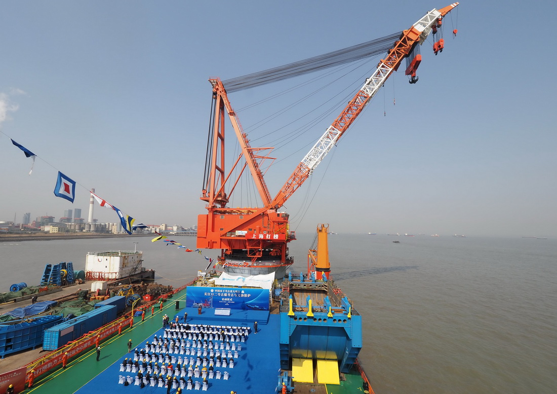 3月2日，“長江口二號”古船打撈啟動儀式在上海外高橋碼頭舉行。新華社記者 任瓏 攝