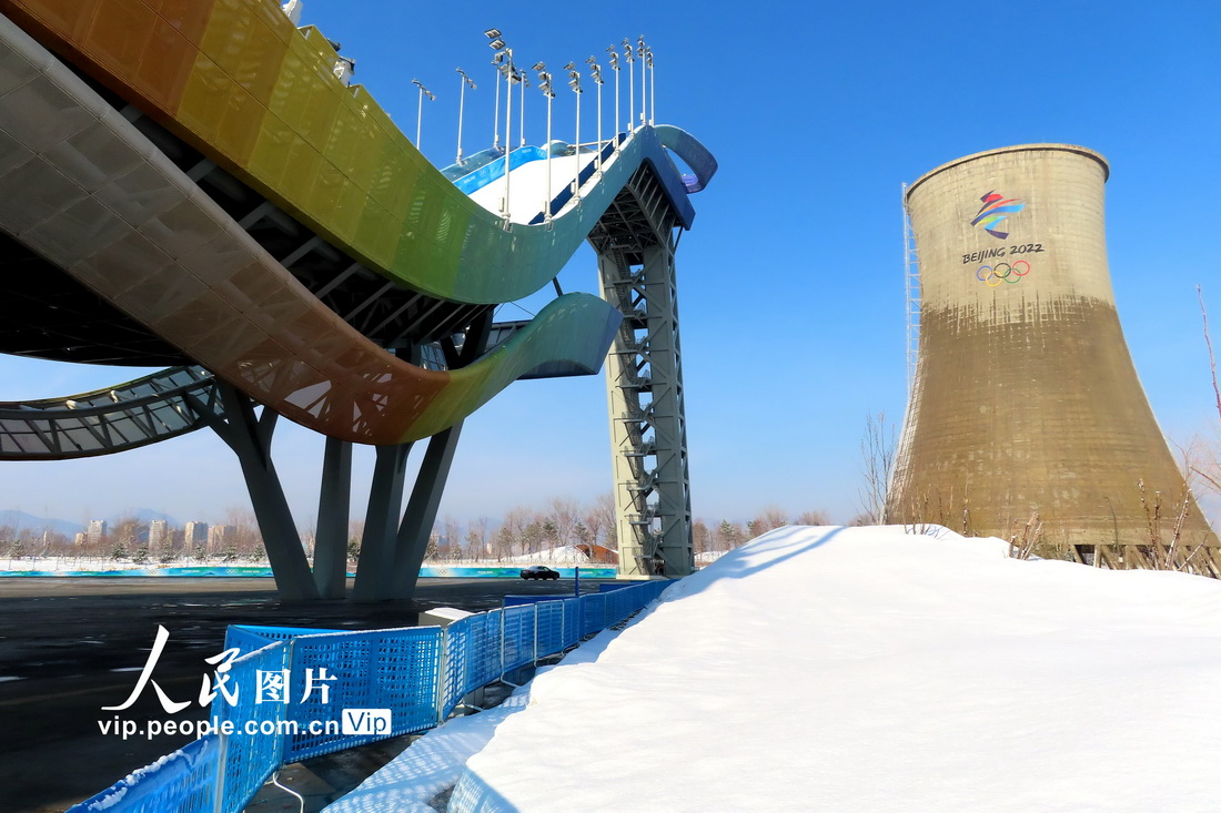 2022年3月19日，在北京首钢园拍摄的滑雪大跳台区域。