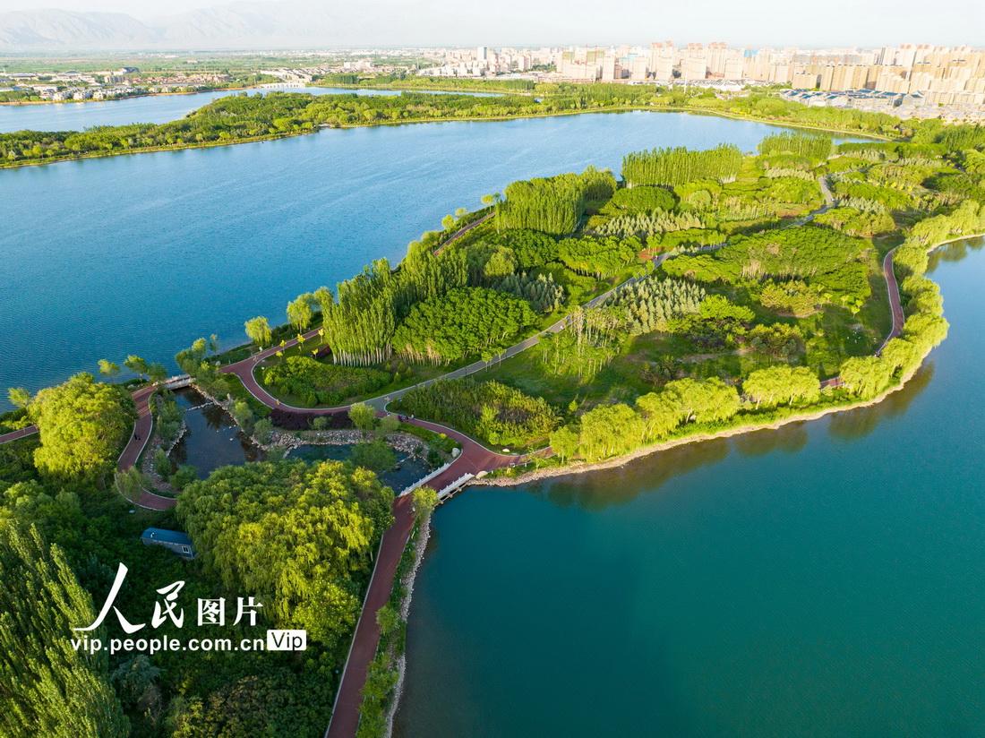 2022年6月3日拍攝的張掖蘆水灣生態景區。
