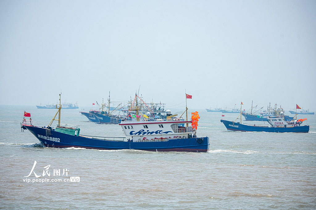 2022年8月1日，浙江省溫嶺市石塘鎮千帆競發，漁民喜迎開漁。