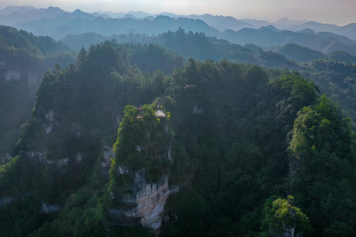 8月7日拍攝的雲台山景區（無人機照片）。