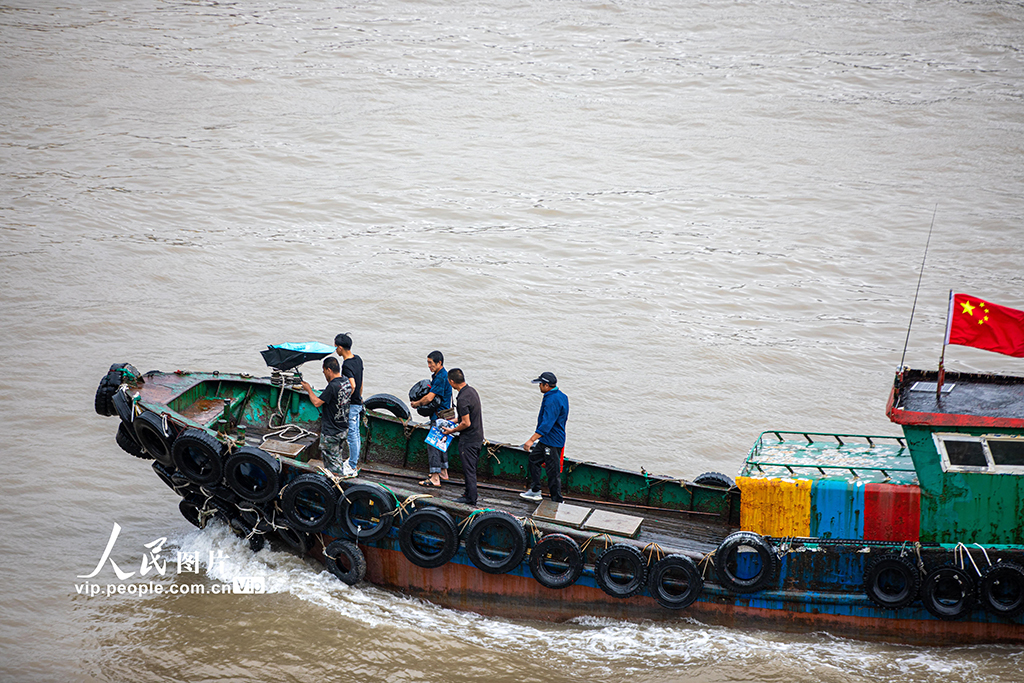 2022年9月13日，浙江省温岭市石塘镇箬山渔港内，大批渔船回港避风。