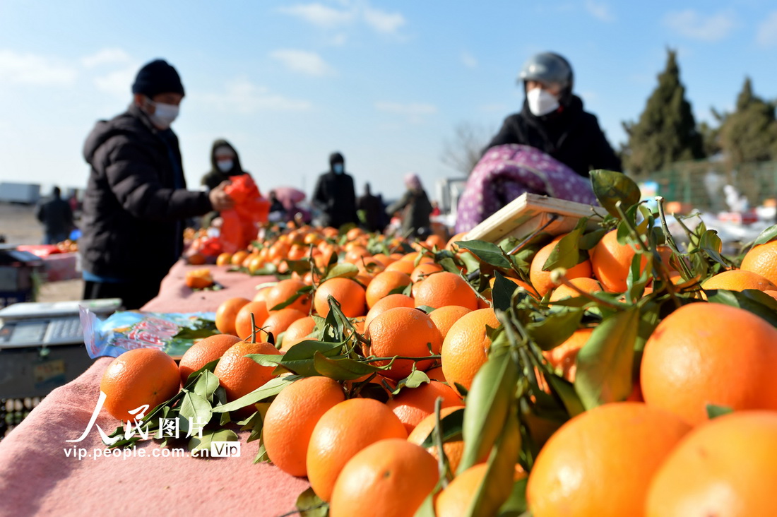 12月24日，市民在山东省青岛市城阳区流亭街道双埠年货大集上选购。
