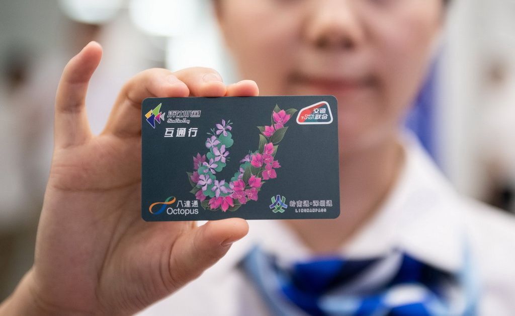 8月30日，在深圳举行的发布会上，工作人员展示深港互通行卡。新华社记者 毛思倩 摄