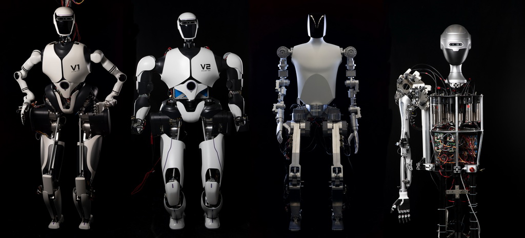 不同版本的譜系化人形機器人Q系列（1月31日攝，合成圖片）。新華社記者 陳曄華 攝