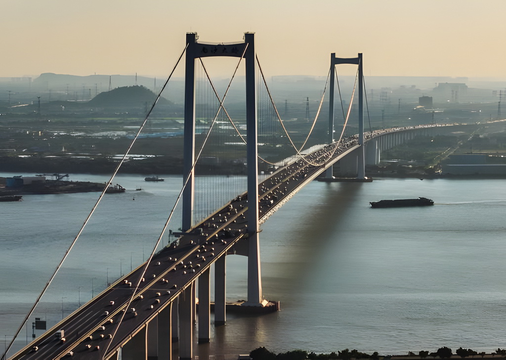 10月2日拍攝的南沙大橋（無人機照片）。