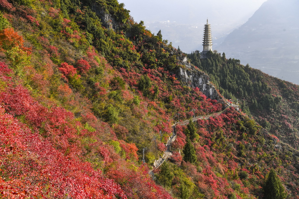 这是12月18日拍摄的重庆巫山文峰景区景色。