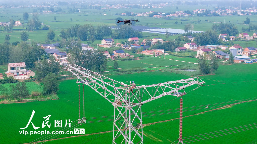 江苏淮安：无人机助力电网不停电检修【2】