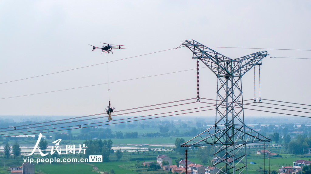 江苏淮安：无人机助力电网不停电检修【3】