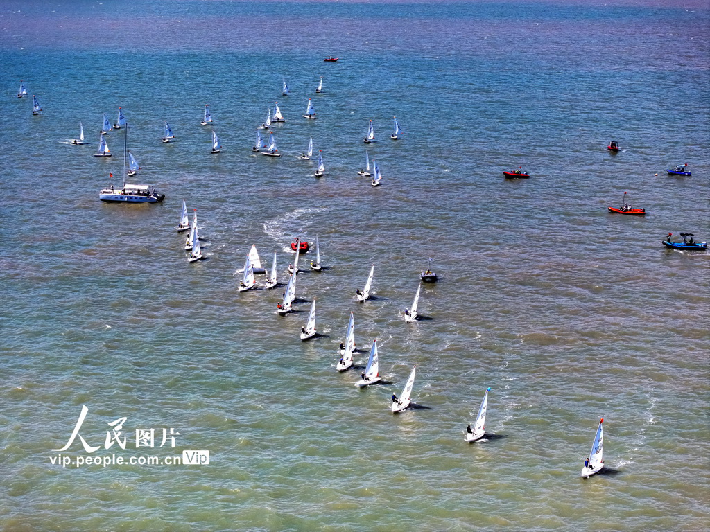 2025年8月30日拍攝的2025年浙江省青少年帆船帆板錦標賽現場。