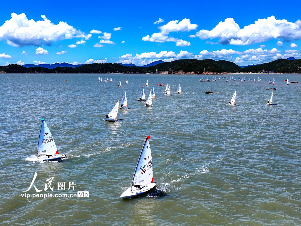 2025年8月30日拍摄的2025年浙江省青少年帆船帆板锦标赛现场。