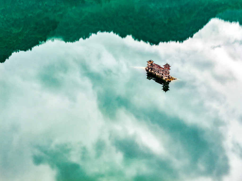 這是9月9日拍攝的小南海濕地自然保護區景色(無人機照片)。