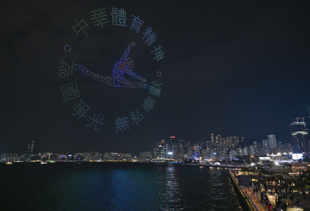 香港舉行“體育力量 閃耀香江”大型無人機表演【3】