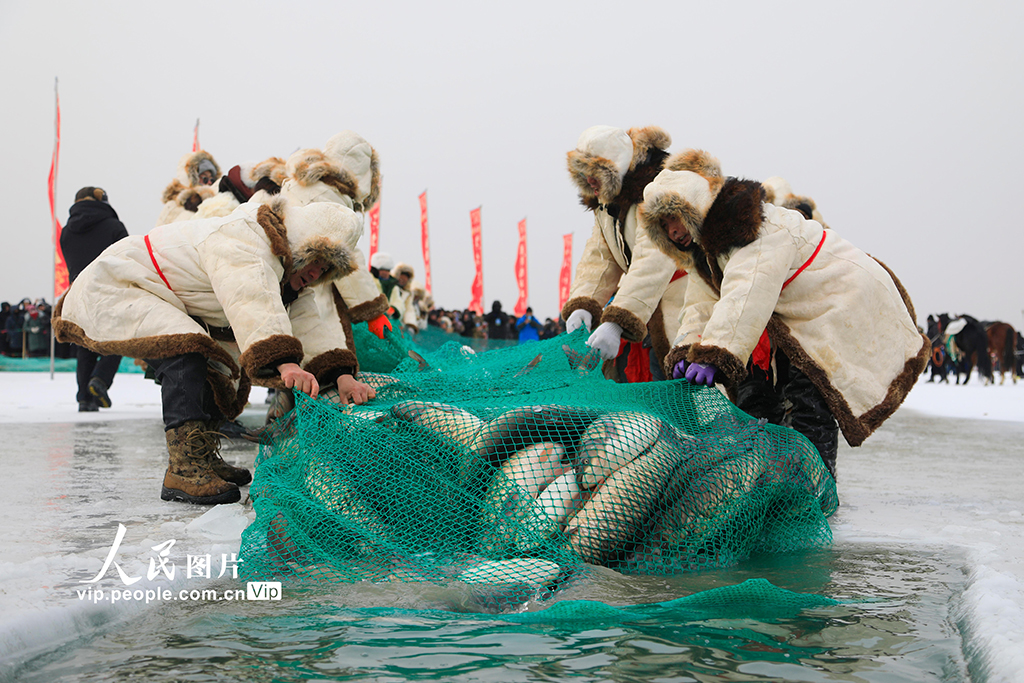 新疆博湖：博斯腾湖冬捕 人欢鱼跃【5】