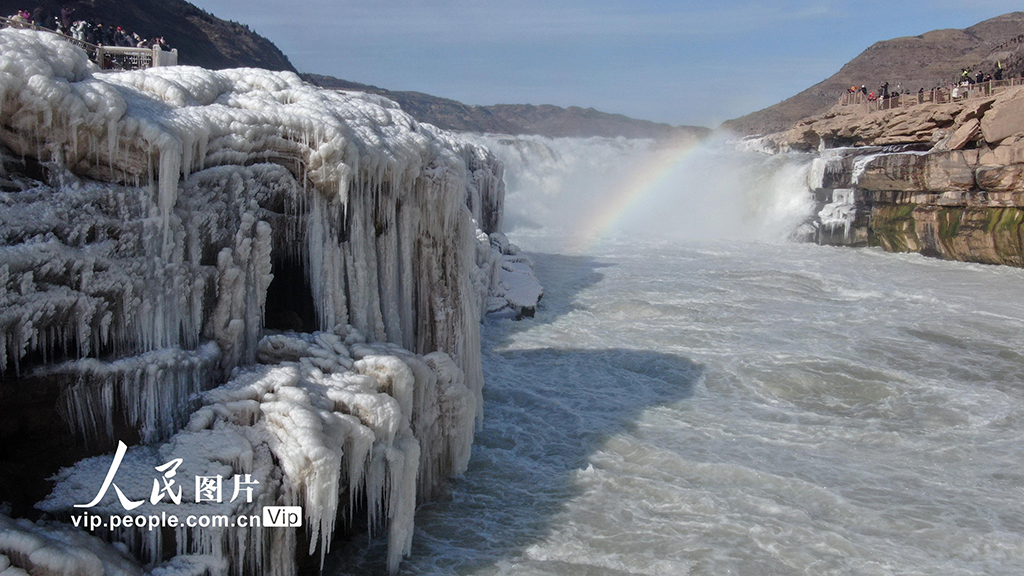山西吉縣:壺口瀑布現流凌封河景觀【8】