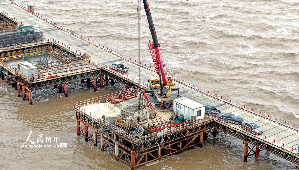 浙江臨海：頭門港鐵路跨海大橋項目施工如火如荼【4】