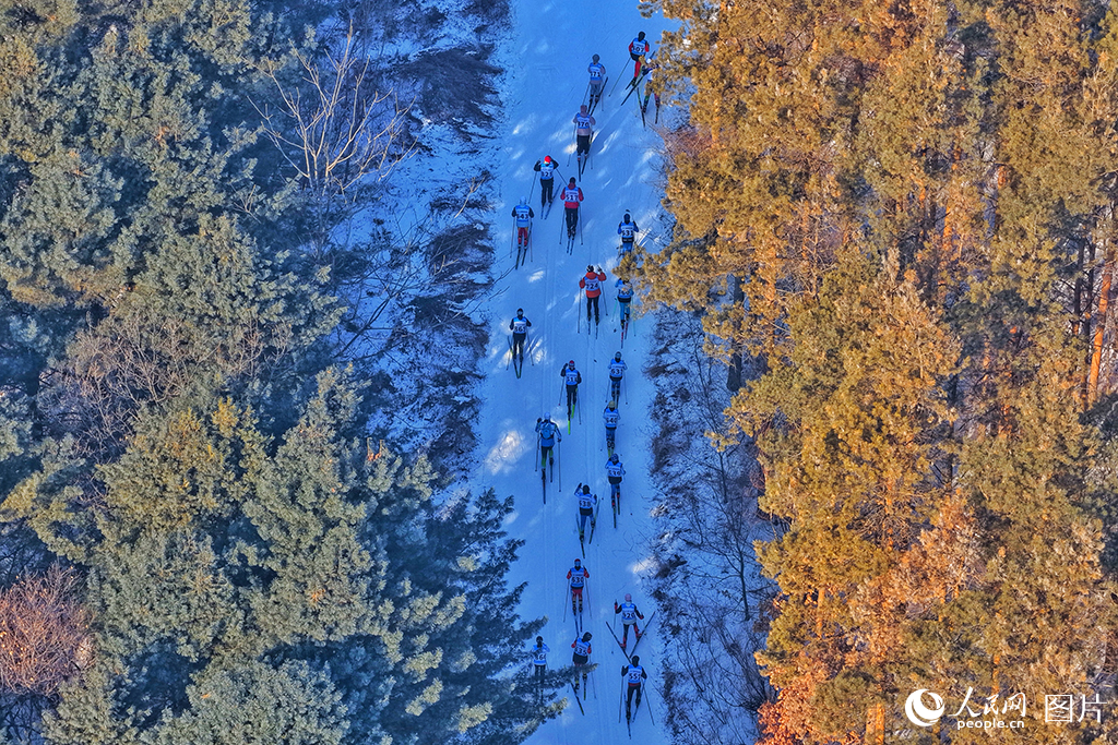 2026年1月4日，第二十四届中国长春净月潭瓦萨国际滑雪节开幕。来自33个国家和地区的2200余名专业运动员和大众爱好者在雪道上纵横驰骋，享受着越野滑雪的速度与激情。人民网记者 李洋摄